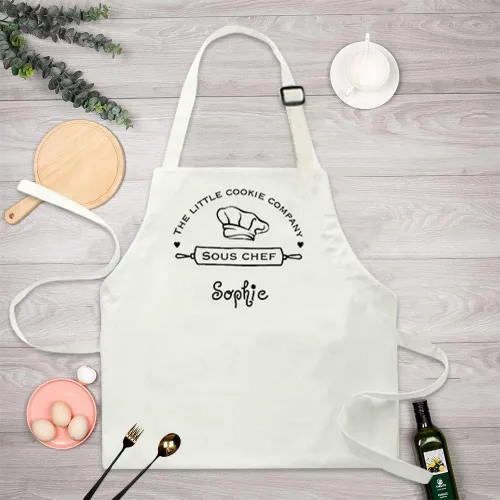 Vista 4 de Paquete de 2 delantales personalizados para padres e hijos, delantales ajustables con foto con nombre personalizado para cocina, cocina, hornear