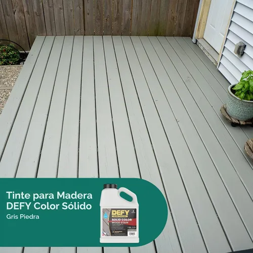 Vista 5 de DEFY Tinte de madera de color sólido - Piedra gris, 1 galón - Pintura duradera para terrazas y cercas de madera – Resistente a los rayos UV, pintura