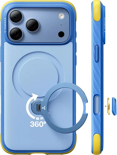 Vista 17 de TORRAS Funda Q3 Rugged para iPhone 18 Pro 360 con soporte magnético, apto Isla azul