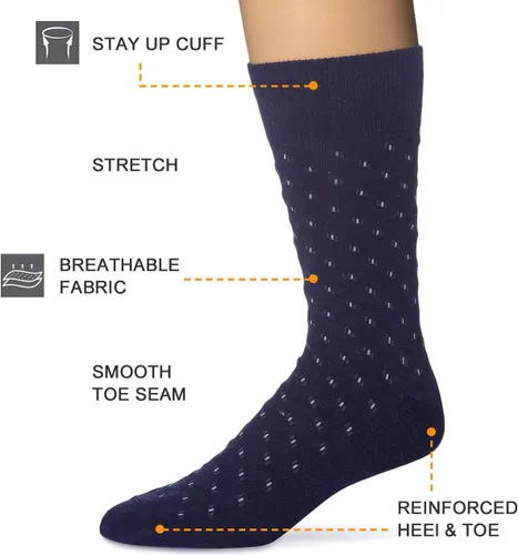 Vista 2 de KM Legend mens Dress Socks Classic Fine Lightweight for Formal and Casual Wear (5 Pair Pack)