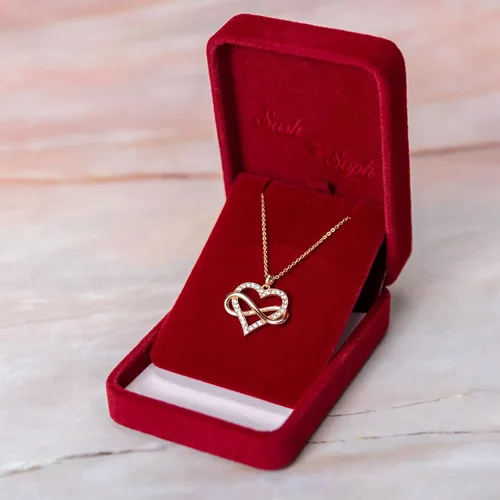 Vista 6 de Sash & Soph Collar de corazón infinito para mujer, collar de corazón de plata de ley 925 para novia, colgante de corazón de amor en cadena de 18