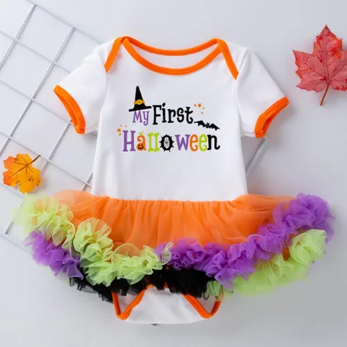 Vista 5 de Conjunto de mameluco de manga corta para bebé recién nacido, con estampado de Halloween, camiseta larga