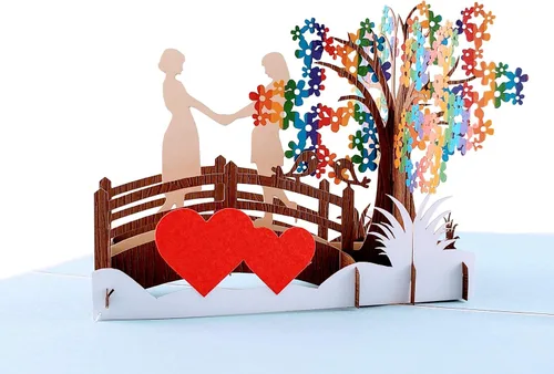 Vista 14 de iGifts And Cards Tarjeta emergente de corazón lesbiana 3D – Escultura de amor es amor para el mes del orgullo, salir y día de San Valentín – Regalo