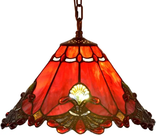 Vista 8 de Bieye L11058 Lámpara colgante de techo estilo Tiffany barroco para decoración del hogar (blanco, 13 pulgadas de ancho)