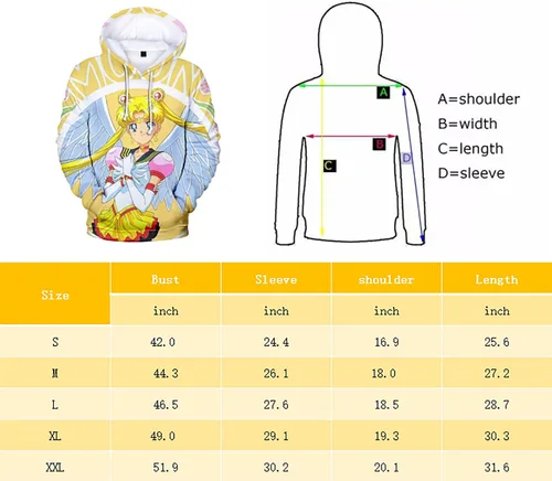 Vista 5 de BAKUGOU Anime Tsukino Usagi Hoodie for Women Girls Black Unisex Aino Minako Pullover Luna Sweatshirt Pink Adult Anime Sweater