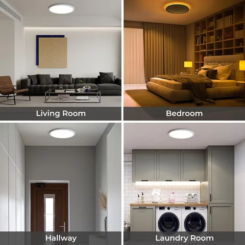 Vista 7 de Matane Lámpara de techo empotrada con control remoto, luz nocturna de 8.7 pulgadas, 18 W, 3000 K-6500 K, ajustable, luces LED de bajo perfil