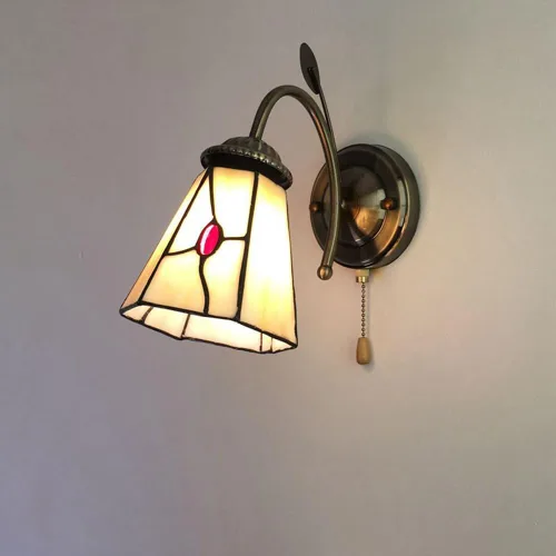 Vista 4 de LITFAD Aplique de pared vintage en latón con pantalla de vidrio azul