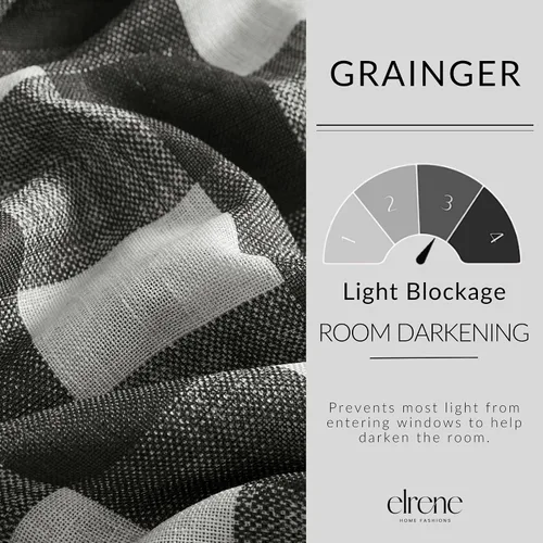 Vista 4 de Elrene Home Fashions Farmhouse Living Grainger Buffalo - Cortina opaca con diseño a cuadros para ventana, cortina para sala de estar y dormitorio