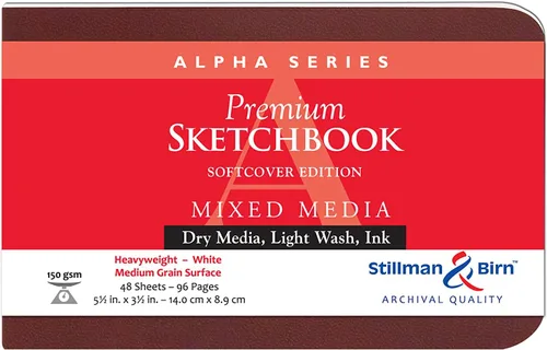 Vista 7 de Cuaderno de bocetos Stillman & Birn Serie Alpha de cubierta suave, 8.9 cm x 14 cm, 150 g/m² (pesado), papel blanco, superficie de grano medio