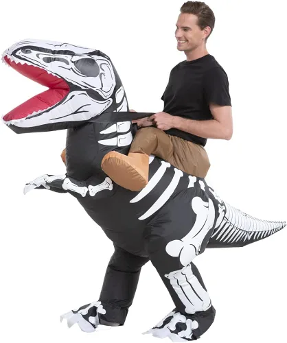 Vista 3 de Hsctek Disfraz inflable de dinosaurio de esqueleto para adultos