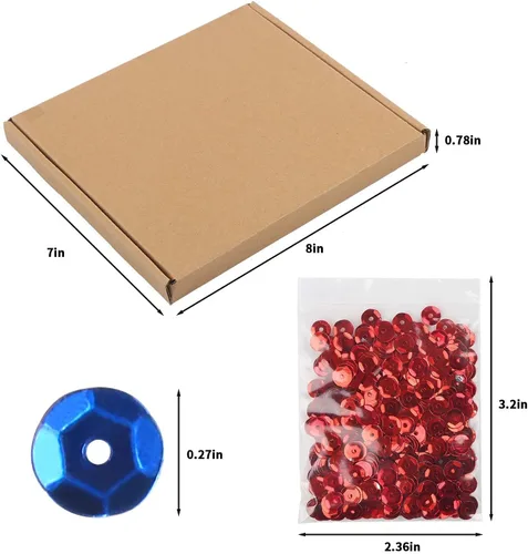 Vista 2 de KIMOBER 16000 lentejuelas sueltas a granel de 0.236 pulgadas, mezcla de 24 colores arcoíris redondas, lentejuelas con agujeros para coser