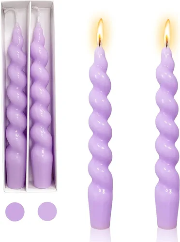 Vista 26 de Candelabros en espiral verde y velas cónicas verdes - Gedengni 7.5 pulgadas Velas cónicas cortas y encantadoras con diseño retorcido, velas sin