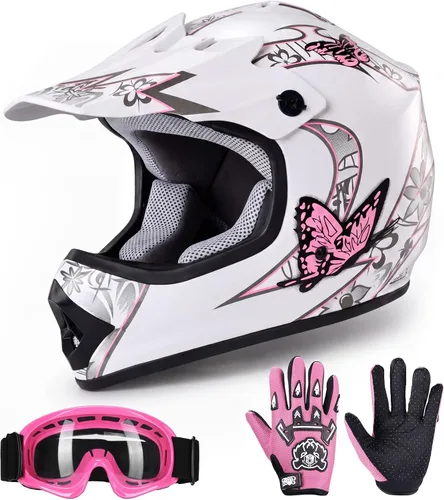 Vista 14 de TCT-MOTORPARTS - Casco para niños o jóvenes, modelo de calavera negra, aprobado por el DOT, para motocross, cuatrimoto, bicicleta de tierra
