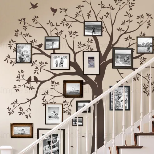 Vista 5 de Vinilo decorativo para pared de árbol genealógico de escalera (negro, tamaño pequeño: 92 pulgadas de ancho x 88 pulgadas de alto) Simple Shapes ®