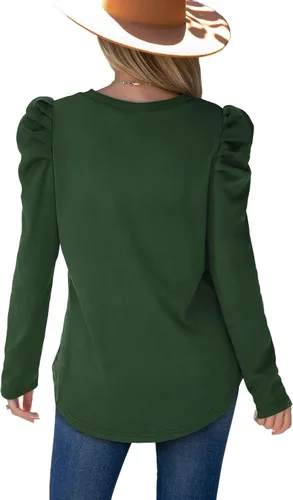 Vista 4 de Aokosor Sudaderas para mujer con cuello redondo, manga larga, holgadas, casuales, túnicas