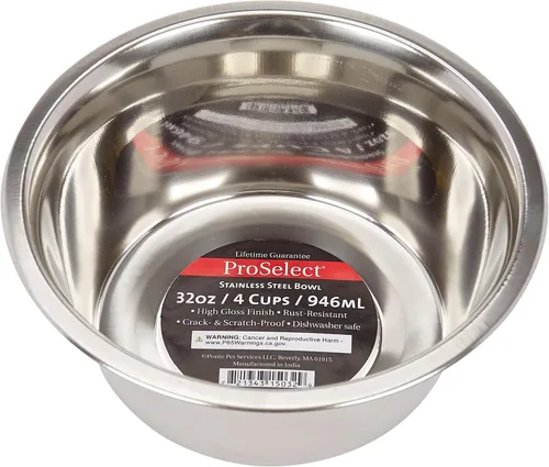 Vista 4 de Proselect Clásico tazón para perro de acero inoxidable., Negro/Gris