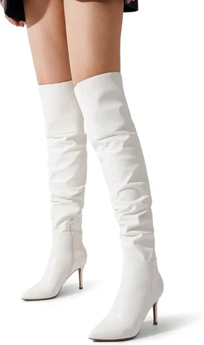 Vista 5 de DREAM PAIRS Botas de tacón alto para mujer, por encima de la rodilla, con punta alta hasta el muslo, tacón de aguja, botas sexis largas para otoño