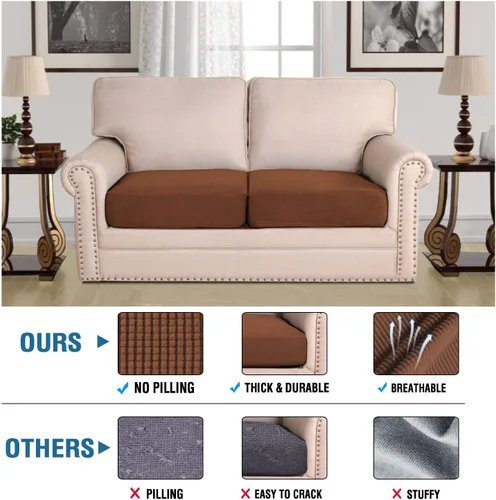 Vista 122 de H.VERSAILTEX - Fundas elásticas para cojín de sofá individual, fundas de asiento para silla de sofá, protector de cojín con tejido jacquard de sarga