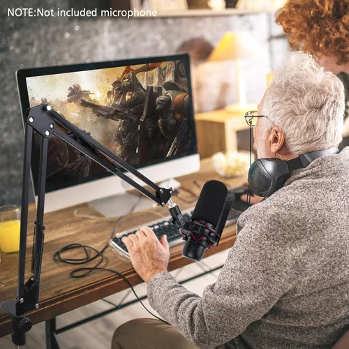Vista 6 de HyperX ProCast - Brazo de brazo de micrófono compatible con HyperX ProCast, soporte de brazo de micrófono con cubierta de micrófono, mejora