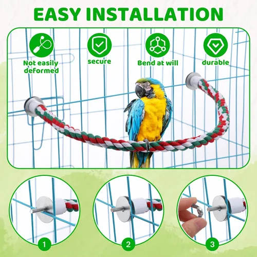 Vista 3 de Novabright - Juego de 6 perchas de cuerda para pájaros de 24.5 pulgadas