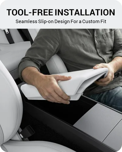 Vista 6 de BASENOR Funda para reposabrazos de consola central para Tesla Model Y Juniper/Model 3 Highland 2025 2026 [antideslizante] [sin logo] Accesorios