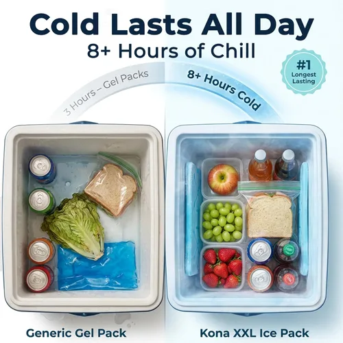 Vista 7 de Kona - Paquetes refrigerantes, no requieren hielo, reutilizables, de larga duración (-5C), grandes y delgados, se congelan en 25 minutos.