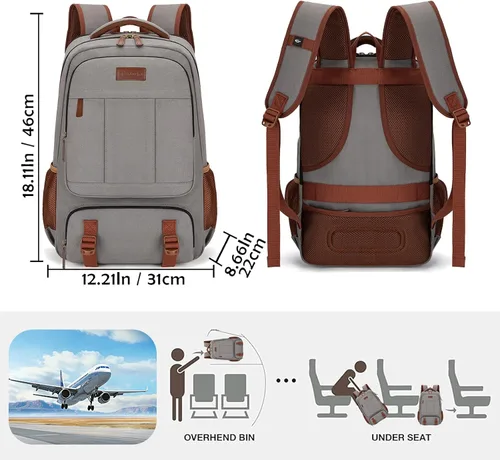 Vista 3 de Tzowla - Mochila de tela para portátil, mochila para hombres y mujeres, mochila para trabajo y viajes, compatible con portátil de 15.6 pulgadas