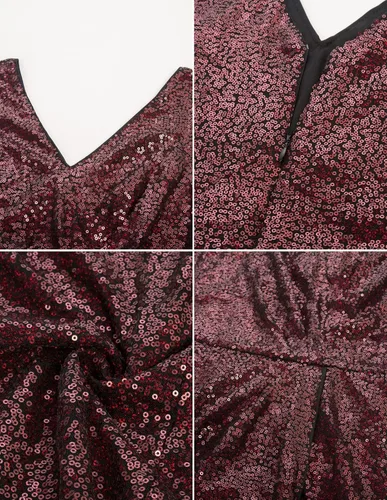 Vista 5 de GRACE KARIN Vestido de fiesta sexy con lentejuelas brillantes para mujer, vestido de club, sin mangas, cuello en V, vestido de cóctel fruncido