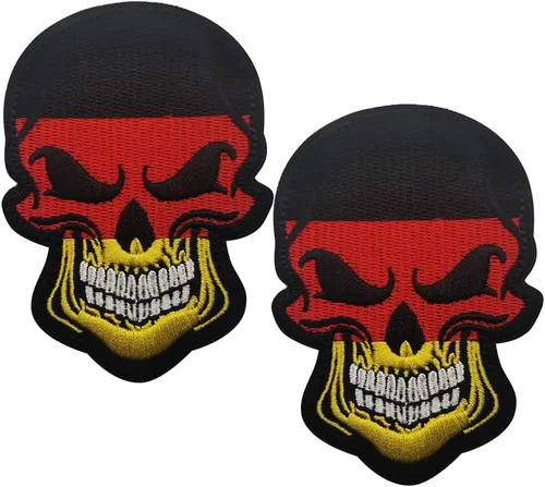 Vista 11 de AliPlus - 2 parches de calavera con bandera estadounidense de EE. UU., gancho y bucle