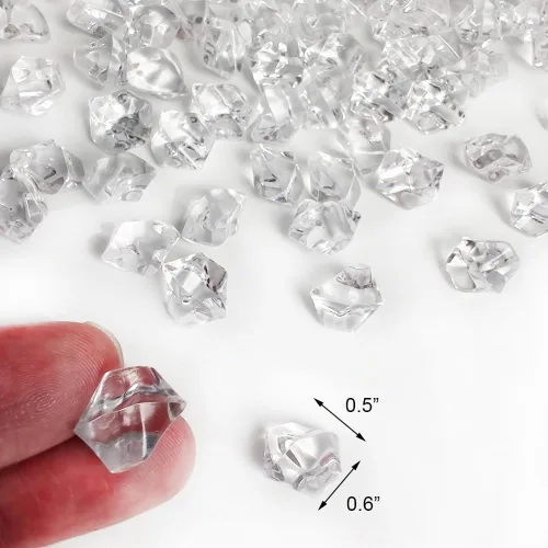 Vista 5 de Rocas de hielo falsas transparentes 700 piezas de diamantes falsos rellenos Centros de mesa de boda, pecera, exhibición de alimentos, accesorios