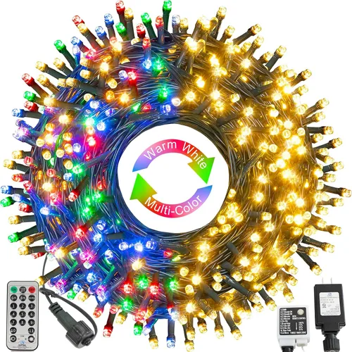 Vista 11 de Luces de Navidad para exteriores, 300 luces LED de 108 pies con 8 modos, enchufe de extremo a extremo, certificado UL, guirnalda de luces