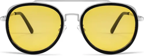 Vista 3 de FEISEDY Gafas de sol retro Steampunk estilo punk con doble puente para mujeres y hombres B2822