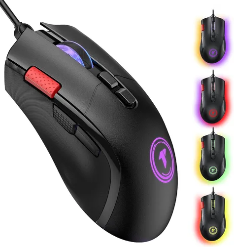 Vista 9 de TECURS Mouse para juegos con cable