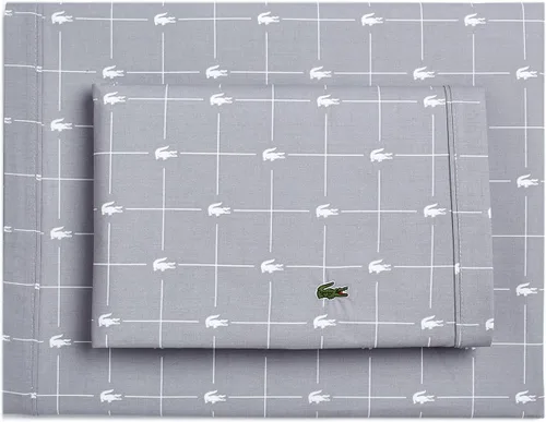 Vista 9 de Lacoste Slice - Juego de sábanas de percal 100 % algodón, 3 piezas – Fresco, marcado, mate y duradero, certificado Oeko-Tex – Estampado, Rosa Rosa