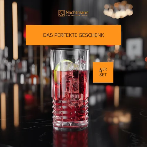 Vista 4 de Nachtmann Highland Collection Crystal - Vasos de bebida de 6 pulgadas de largo, con diferentes patrones de vidrio, para cócteles o bebidas sin