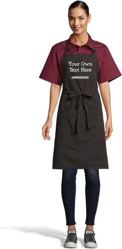 Vista 6 de Delantal personalizado con texto en inglés "Add a name", diseño bordado, unisex, extra largos, delantales para adultos, 23 pulgadas de ancho x 34