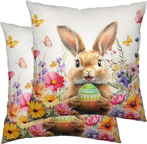 Vista 142 de Juego de 2 fundas de almohada de 16 x 16 pulgadas, diseño patriótico de bandera estadounidense con estrellas para exteriores, estilo casa de campo