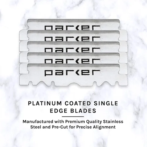 Vista 2 de Parker Premium Platinum 1/2 cuchillas, 200 unidades **, para maquinillas de afeitar profesionales de peluquero, afeitadoras de afeitar y maquinillas