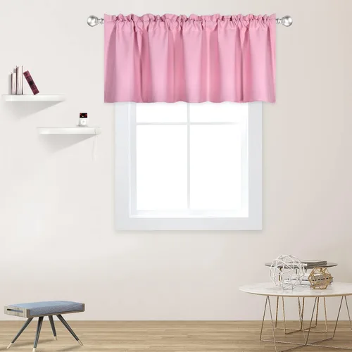 Vista 46 de DECOVSUN Cenefa morada para ventanas de 60 x 18 pulgadas, aislamiento térmico sólido, bolsillo para cortinero, cenefa corta para cocina, cenefa