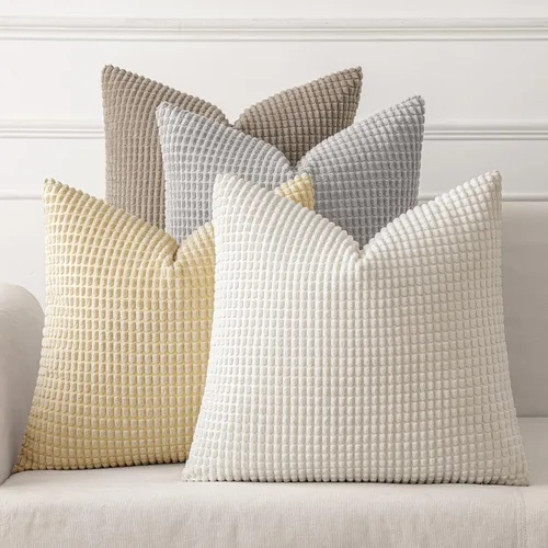 Vista 14 de MIULEE Farmhouse - Juego de 4 fundas de almohada decorativas de 16 x 16 pulgadas, color marrón y verde Modern Natural Rustic Throw Pillows Neutral