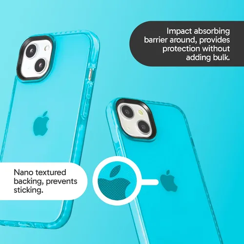 Vista 3 de SteepLab Funda de barrera para iPhone 13, protección de 360 grados que absorbe impactos con bisel elevado y colores llamativos (cielo azul brillante)
