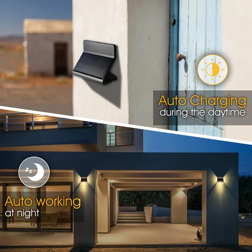 Vista 6 de AURAXY Luces de inundación de seguridad LED con sensor de movimiento solar impermeable para exteriores, funciona con pilas, luz de pared activada