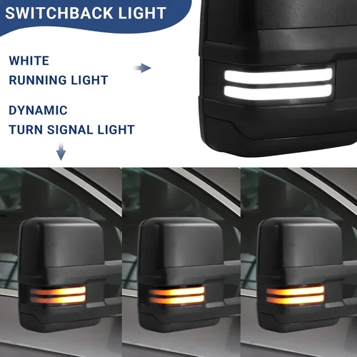 Vista 2 de Switchback - Espejo de remolque para Silverado Sierra, compatible con Chevy Silverado GMC Sierra 2007-2013, espejo de remolque con vidrio calentado