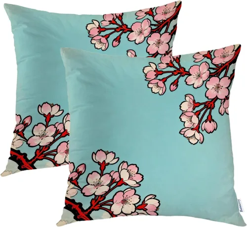Vista 33 de Batmerry Fundas de almohada decorativas con estampado digital de hojas verdes y gatos negros con estampado digital para sofá, cama, cremallera