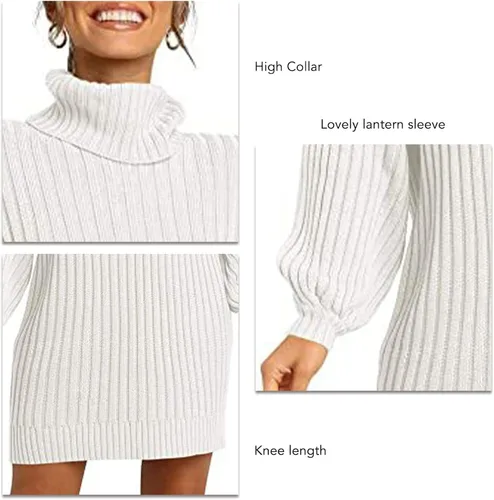 Vista 4 de Aumoo Vestidos largos de manga farol para mujer, vestido suéter de trabajo para mujer