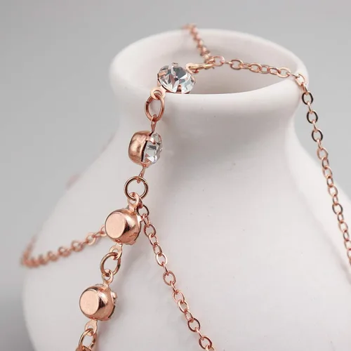 Vista 5 de Suyi - Pulsera con anillo cadena y diamantes de imitación para mujeres y chicas