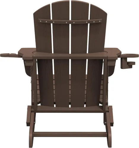Vista 12 de SERWALL Silla Adirondack con portavasos, sillas Adirondack compuestas de polietileno de alta densidad para exteriores, para todo tipo de clima Café