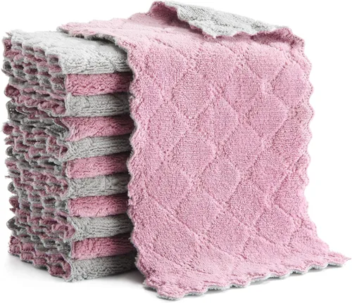 Vista 8 de Hypermotion Paño de limpieza de microfibra, toallas de cocina, toalla de microfibra de doble cara sin pelusa, altamente absorbente, multiusos