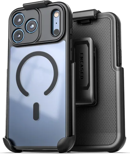 Vista 10 de Encased MAG - Funda para cinturón diseñada para iPhone 15 con clip de funda, tecnología protectora AirGuard (negro/transparente) compatible