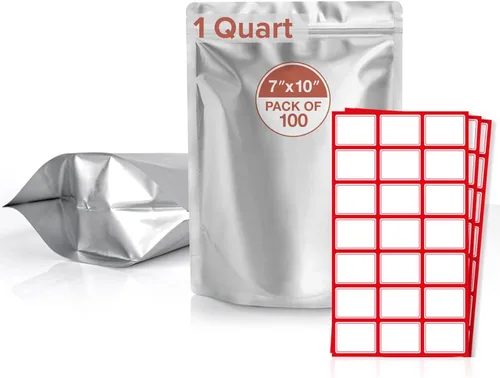 Vista 11 de 50 bolsas de Mylar de 1 galón con absorbentes de oxígeno (500 cc) – 9.5 mil – Bolsas de Mylar reforzadas de 1 galón resellables y termosellables